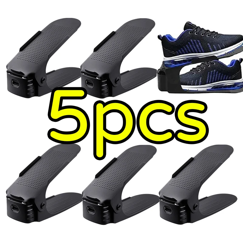 Foldable Plastic Shoe Rack Set 5Pcs Sturdy and Space-Saving Ideal for Entryways Closets Dorm Rooms