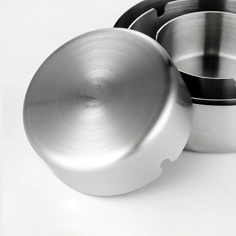 8-14cm Round Shallow Ashtray Stainless Steel Smoke Trays Thick Durable Cigarette Accessories Hotel Home Portable Case