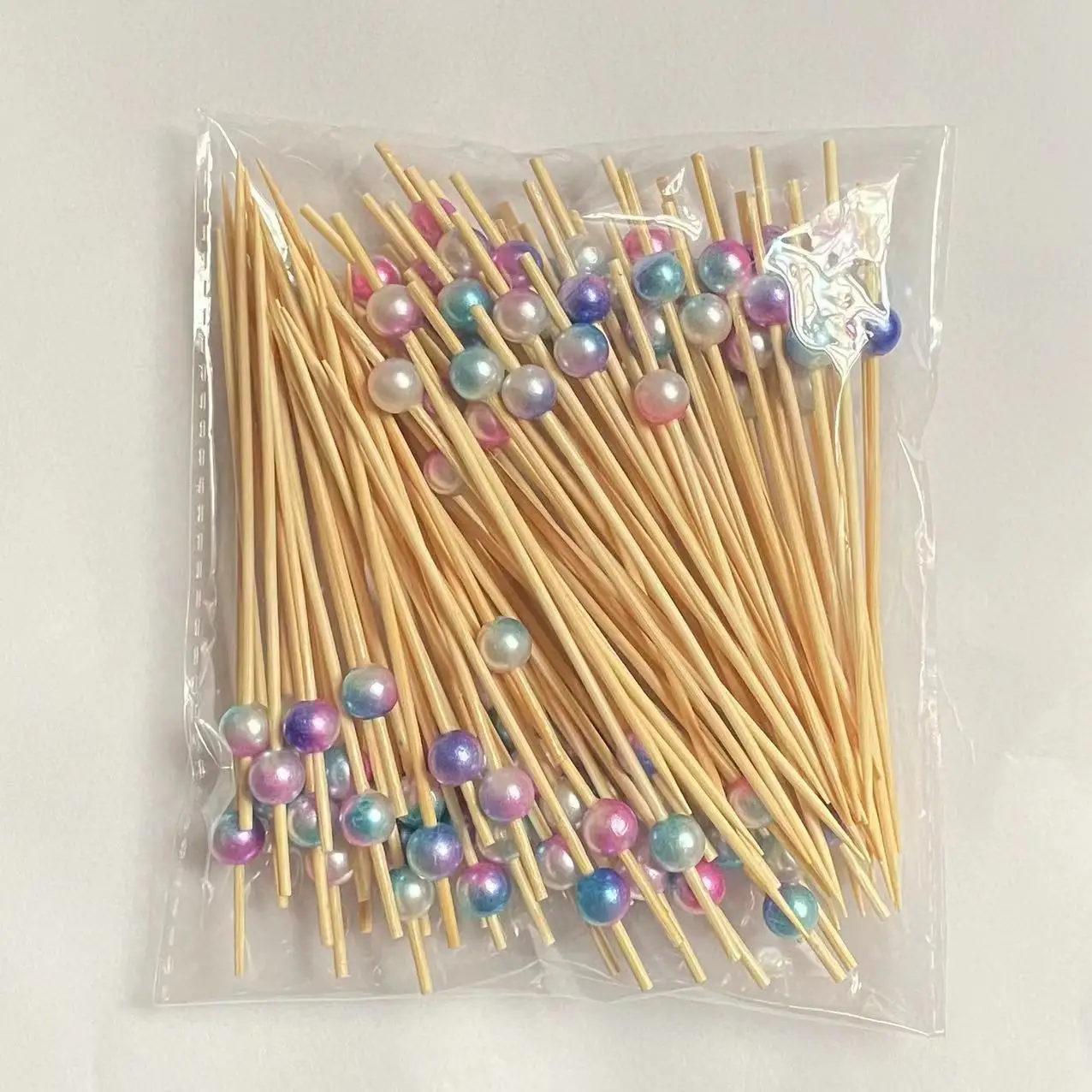 100Pcs Disposable Bamboo Toothpick Mermaid Pearl Cocktail et Food Fruit Forks for Wedding Birthday Party Decoration Supplies