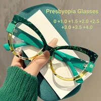 Nouvelles lunettes œil de chat haute définition à la mode avec grand cadre, conception de blocage de couleur et lunettes Anti-lumière bleue multicolores 1