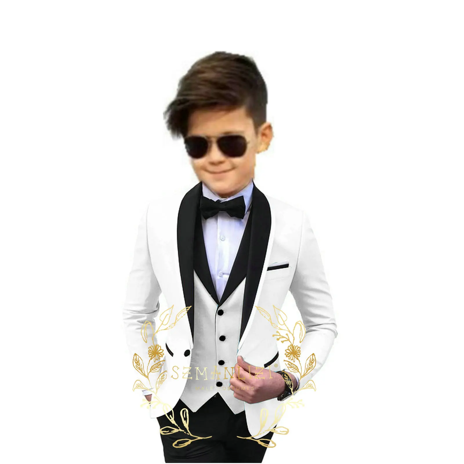 Formal Boys Suit For Wedding Children Gold Party Blazers Vest Pants Sets Outfit Shawl Lapel Kids Costume Gentlemen Prom Tuxedos