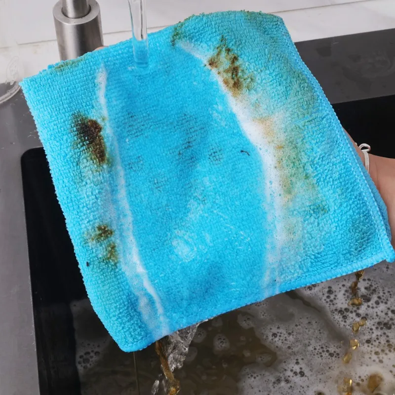 10/1x Microfiber Cleaning Cloth Double Layer Super Absorbent Towels Thickened Soft Drying Cloths Kitchen Car Care Washing Towel 3
