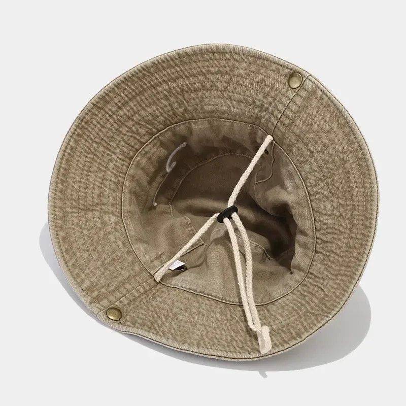 2025 Cotton Embroidered Pattern Bucket Hats Outdoor Hiking Fisherman Hat Travel Mountain Climbing Sun Cap for Men and Women 60cm 5