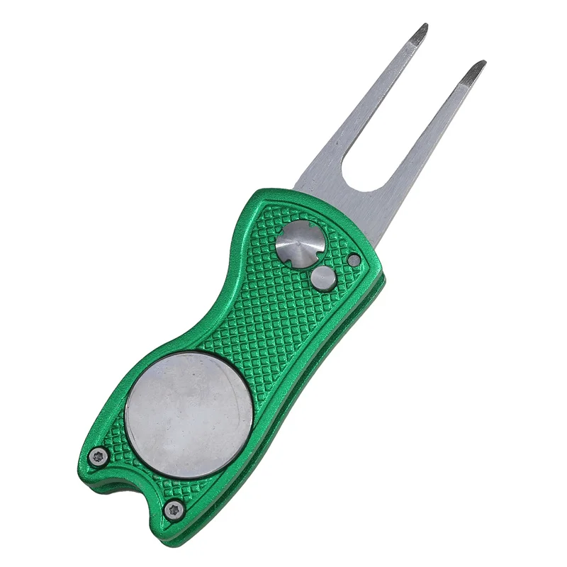 1/2pc Faltbare Golf Divot Reparatur Werkzeug mit Golf Ball Werkzeug Pitch Groove Reiniger Golf Zubehör Putting Green gabel Training Aids – Detail 16
