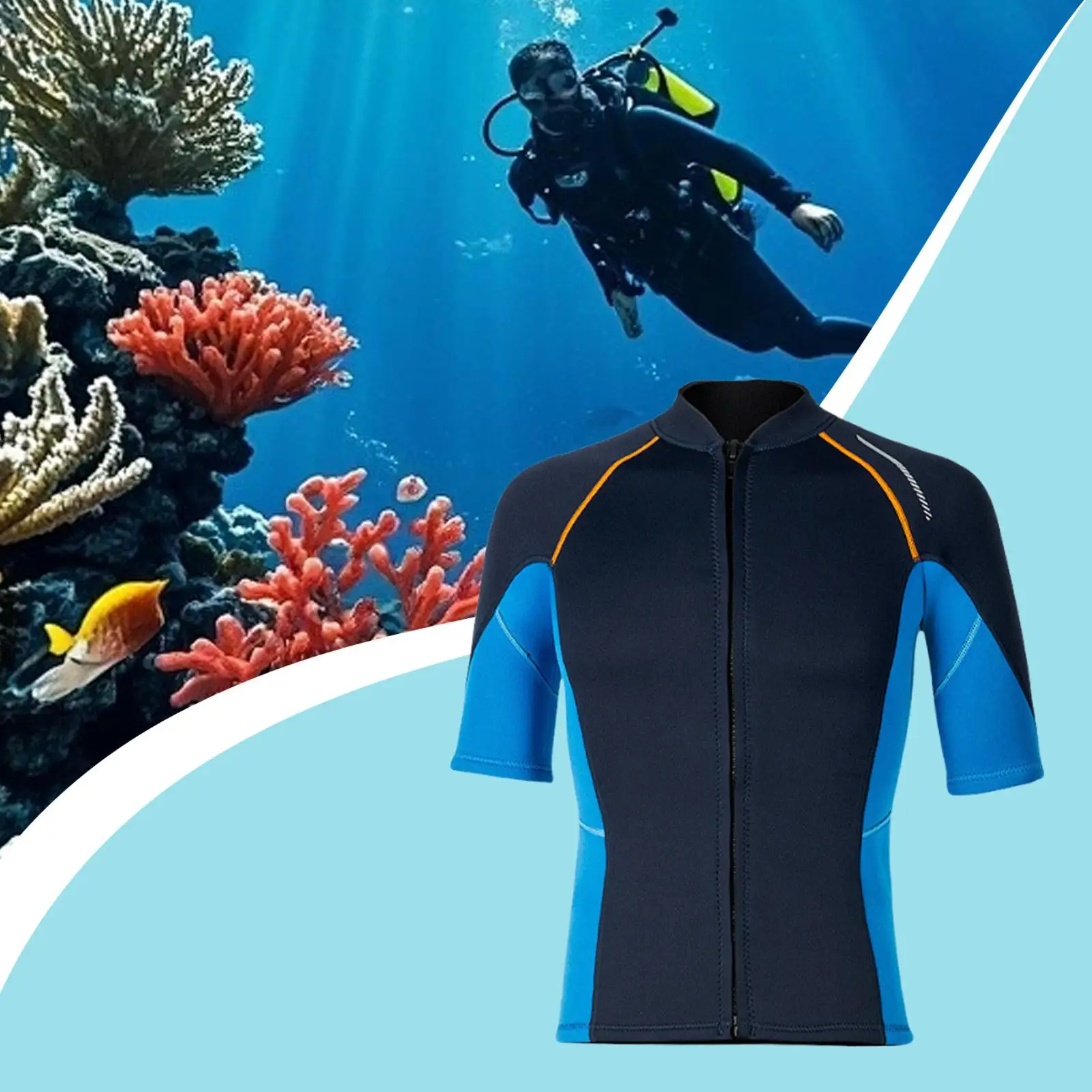 Wetsuit Top Men Front Zipper Jacket Diving Suit Swimming Suit Swimsuit for Canoeing Swimming Kayaking Surfing Water Sports