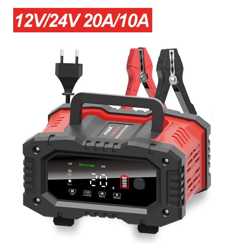 20a/10a Auto Motorrad Batterie Ladegerät 12V/24V Smart Ladegerät Lithium Agm Gel Blei-Säure Lifepo4 Batterie Ladegeräte – Detail 2