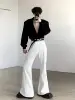 2024 New High-end White Jeans Men's American Style Retro High Street Trendy Zipper Flared Denim Trousers Male Pocket Denim Pants 4