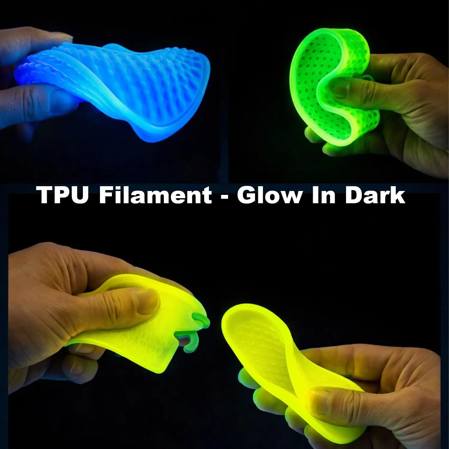 TPU 야광 필라멘트 3D 프린터 필라멘트 번들, TPU 95A, 250g, 1.75mm