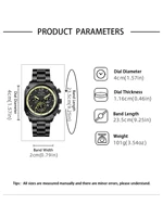 NOTIONR Men's Casual Watch Men's Multi functional Waterproof Business Watch Stainless Steel Men's Quartz Luminous Watch 2
