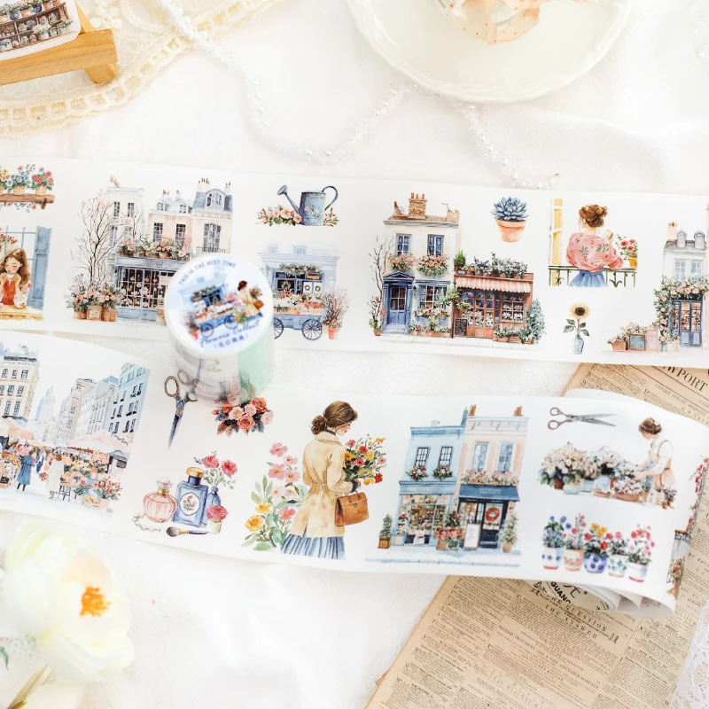 레트로 스트리트 뷰 70mm X 2m/롤 와시 테이프 메모리 조각화된 창의적 콜라주 DIY 스크랩북 재료 스티커