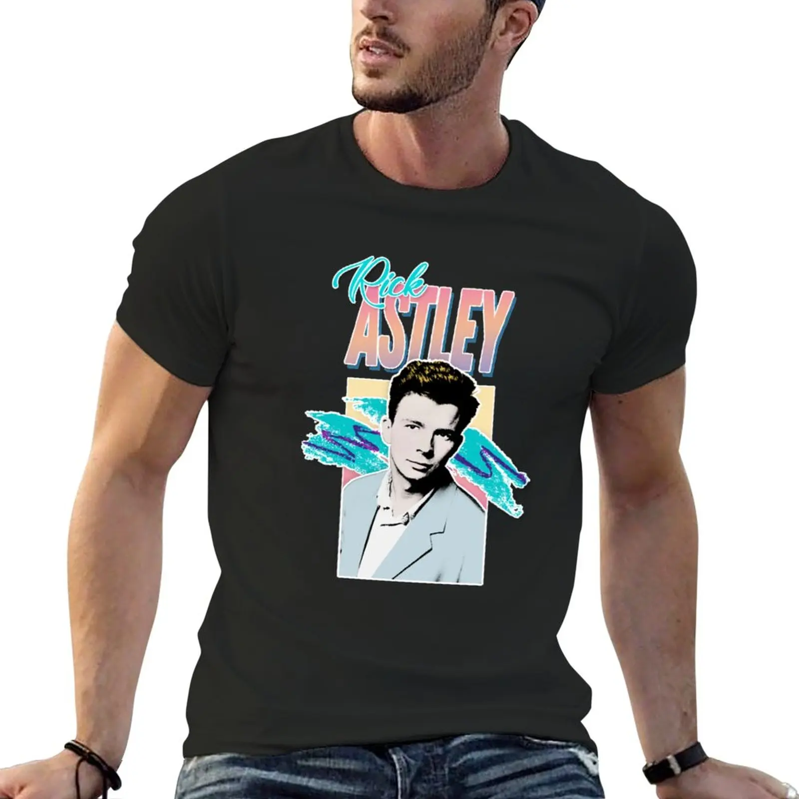 

New Rick Astley 80s Aesthetic Tribute T-Shirt funny t shirt summer clothes oversized t shirt T-shirts for men cotton