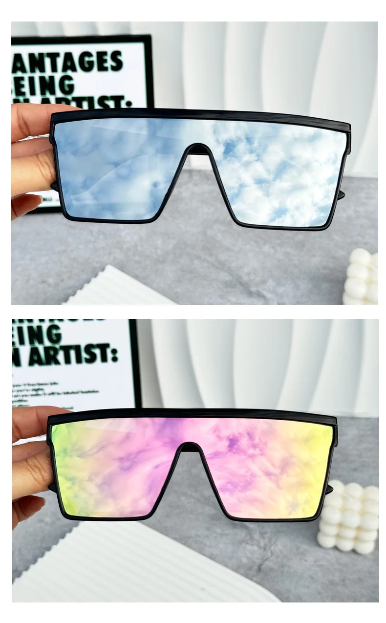 Neue Vintage Quadratische Sonnenbrille für Damen und Herren, Reitbrille, Ovale Sonnenbrille für Männer und Frauen, Brillen – Detail 5