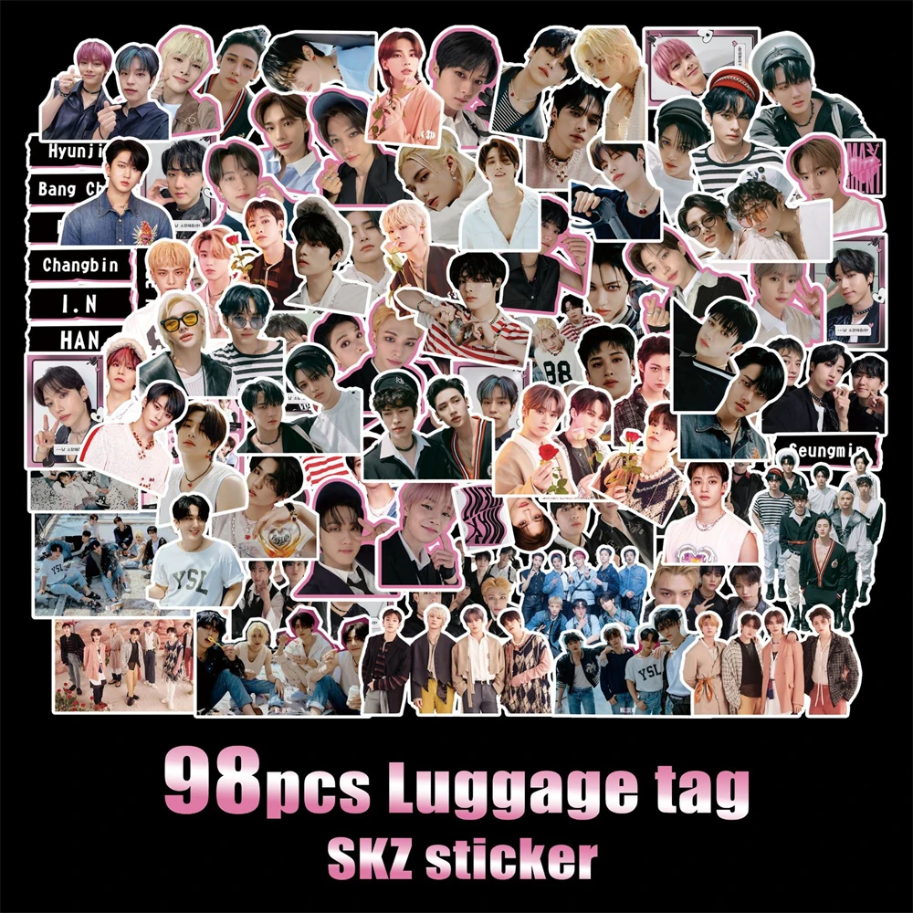 

98Pcs/Bag KPOP Stray Kids MAXIDENT Luggage Tag Computer Skateboard Cup Notebook Sticker Felix HyunJin Fans Collection Gift D96
