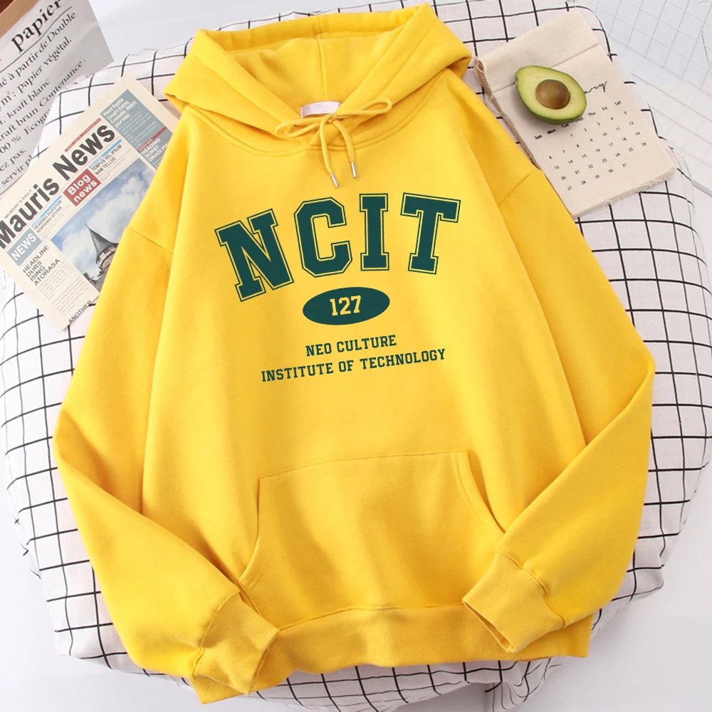 Фото Женская толстовка с капюшоном Ncit, флисовая толстовка с круглым вырезом и принтом, оверсайз, 127 №4