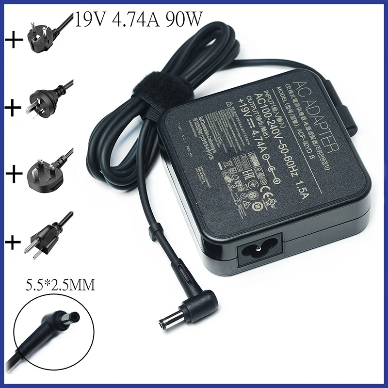 

90W 19V 4.74A 5.5*2.5mm AC Laptop Power Adapter Charger ADP-90YD B For ASUS A52F A53E A53S A53U A55A A55VD D550CA D550M D550MAV