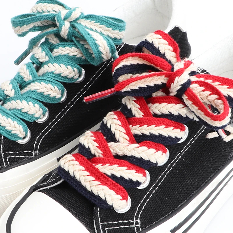 

1 Pair Wheat Shoelaces Rubber Band Mixed Color Flat laces for Sneakers AF1/AJ Casual Canvas Classic Shoes Laces Sport Shoestring