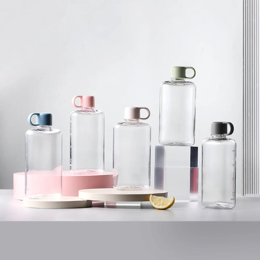 360ml/500ml Leak-proof Mini Water Bottle Quality Lightweight Transparent Pocket Bottle with Handle Plastic Water Cups Outdoor, sports bottle