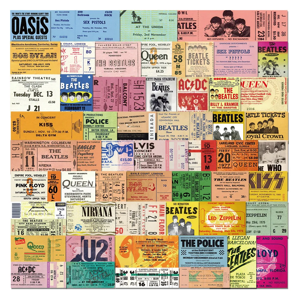 55PCS Retro Ticket Englisch Kreative Graffiti Aufkleber DIY Gepäck Lautsprecher Wasser Tasse Notebook Label Wasserdichte Aufkleber – Detail 2