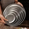 Retro Stainless Steel Storage Trays Kitchen Dinner Plate Round Snow Gray Tableware Plate Coffee Dessert Cake Serving Dishes 1