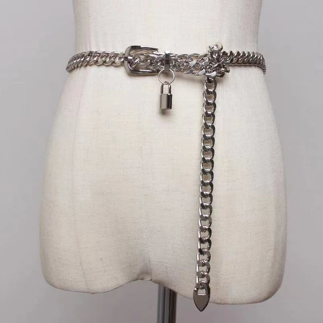 Other Versatile Gothic Gold Chain Ladies Belt Cuban Punk Silver Metal  Corset Belt Long Skirt Belt Metal Lock Pendant Ceinture 231128 From 10,19 €