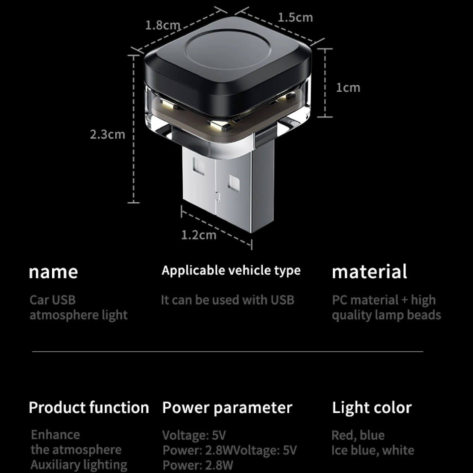 Car USB Led Light mood lamp Plug Play Universal LED interior Atmosphere Light Auto Reading Lamp Decorations Decorative Strip 1x
