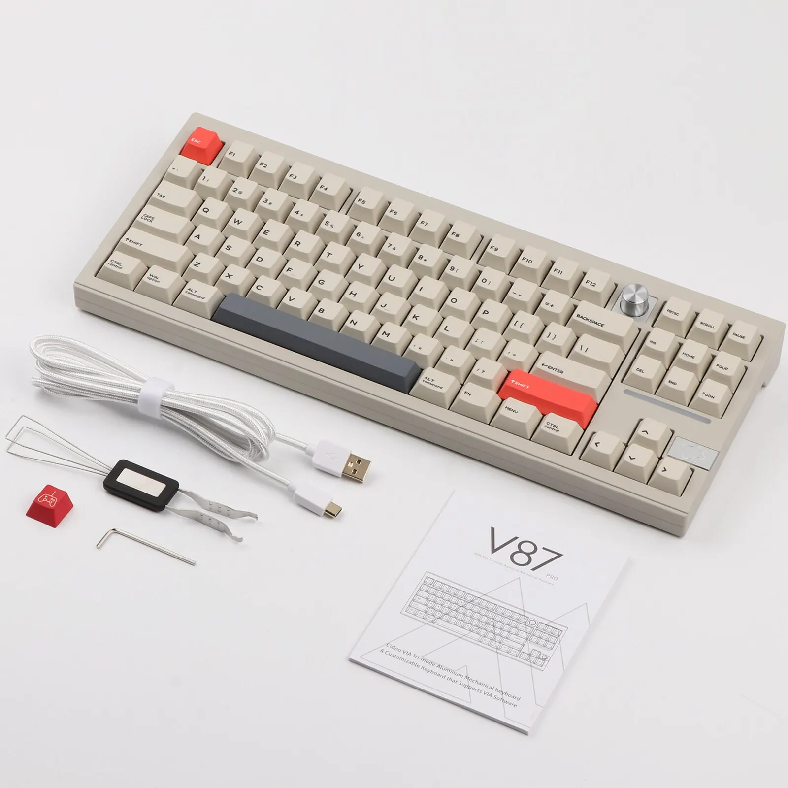 Cidoo-Bluetoothメカニカルキーボード,v87 pro,ホットスワップ