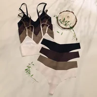 Ensemble de soutien-gorge pour femmes, dos en T, sans couture, sans fil, Push up, confortable, respirant, Yoga, sous-vêtements de sport 1
