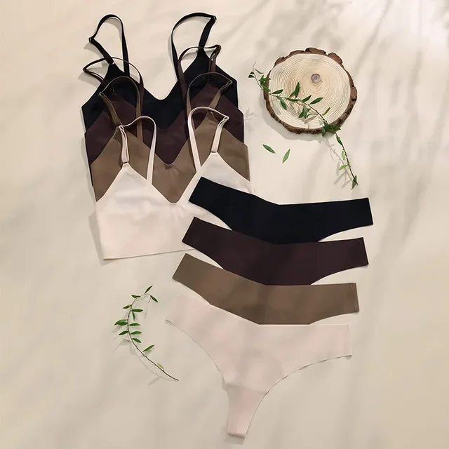 Ensemble de soutien-gorge pour femmes, dos en T, sans couture, sans fil, Push up, confortable, respirant, Yoga, sous-vêtements de sport 1