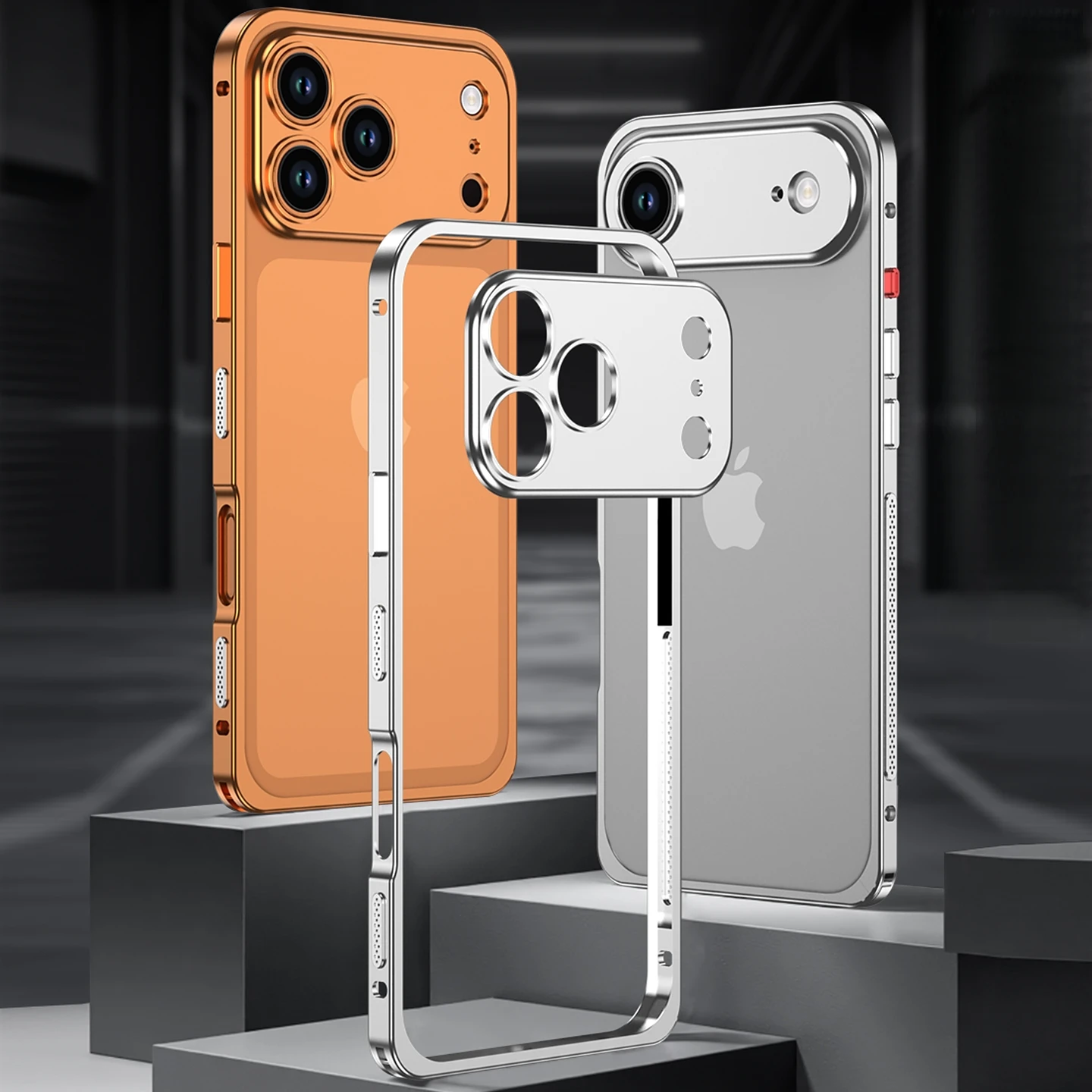 Premium Metal Alloy Shockproof Phone Case with Silicone Lining and Lens Protection