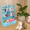 Children's Toy Bookcase, Blue PVC Storage Shelf with Multiple Compartments, for Organizing Books and Toys 2