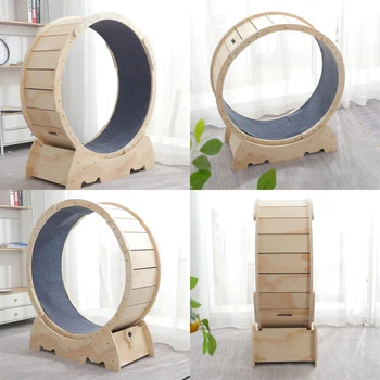 95*104*40cm Pet Treadmill, Cat Exercise Wheel, Natural Wood, Silent Running Toy, Treadmill Roller 5