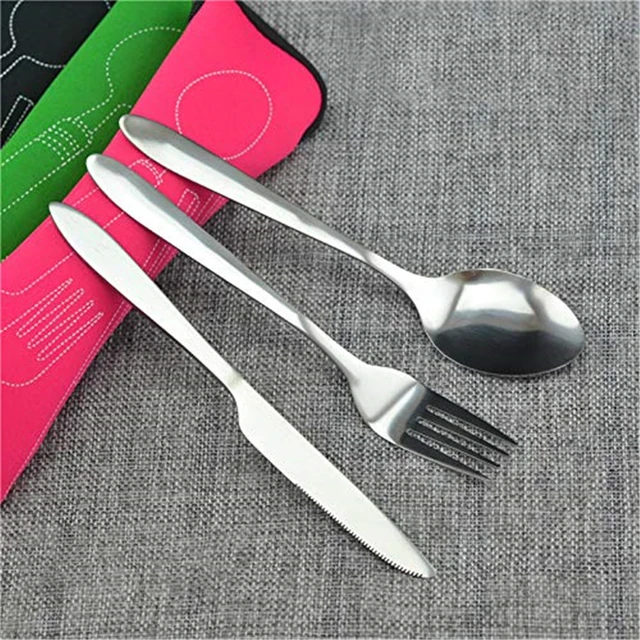 Solid Pigmented Stainless Steel Cutlery Set Silverware Fork Spoon