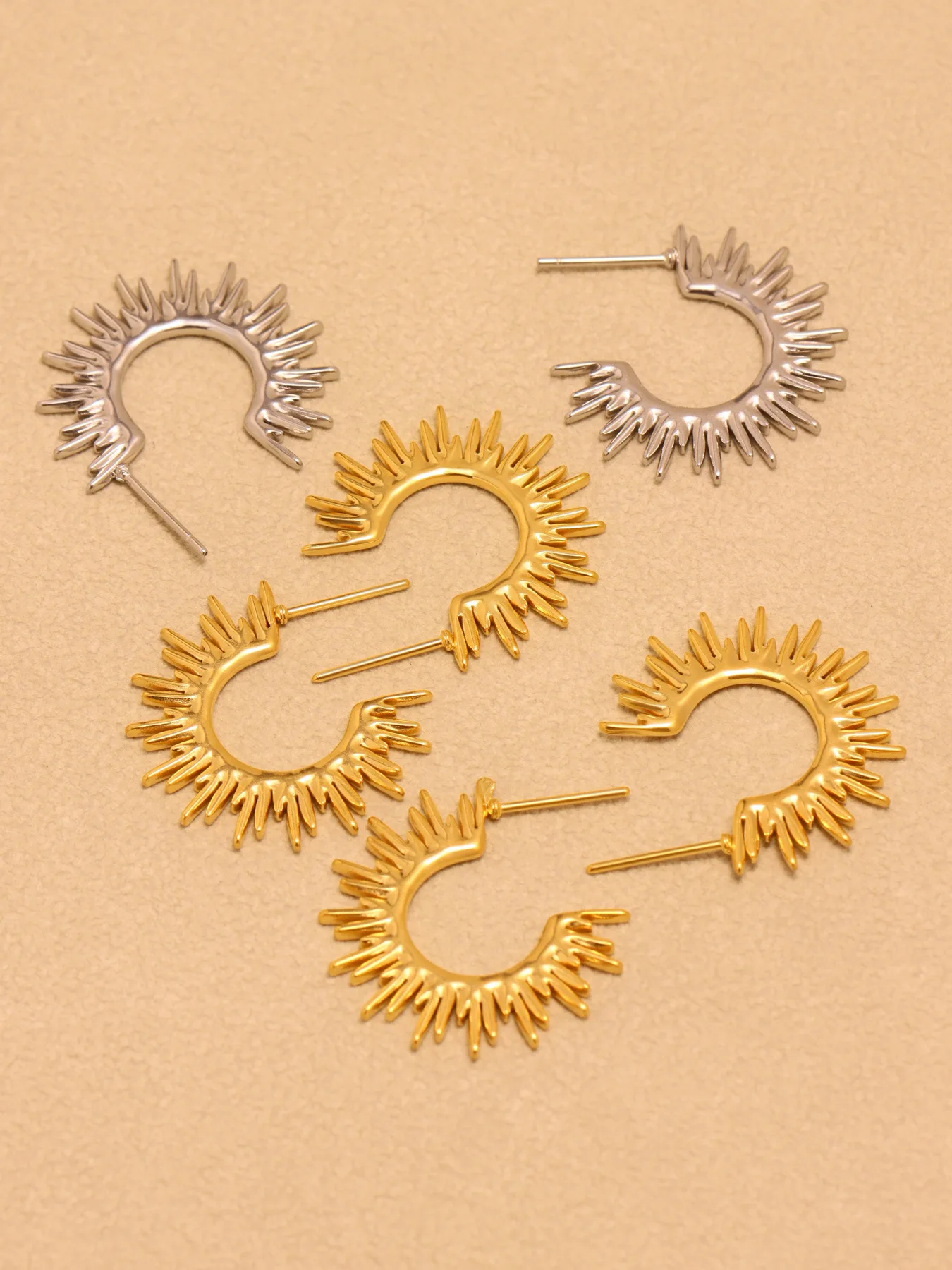 Geometrische 18K Vergoldete Ohrringe Damen Mode Edelstahl Goldfarben Silber Personalisierte Ohrringe Wasserfester Schmuck – Detail 7
