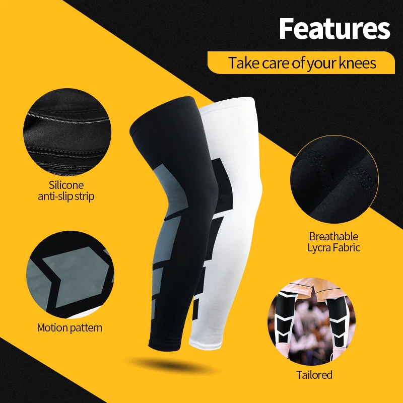 1Pair Sports Compression Long Leg Sleeves Anti-slip Calf & Shin Splint Support Protector Cycling Running Relief Leg Muscle Pain leg compression sleeves