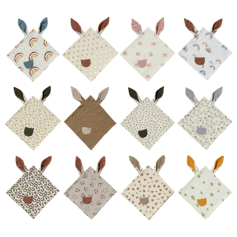 

Cotton Muslin Comforter Security Blanket Lightweight Bibs- New Babies Gift