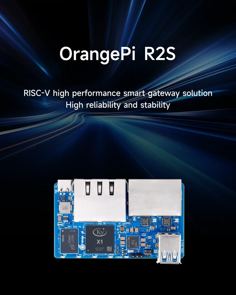 OrangePi R2S X1 (Allwinner D1 RISC-V) - 8-Core 2TOPS AI Board, 2/4/8GB RAM, WiFi