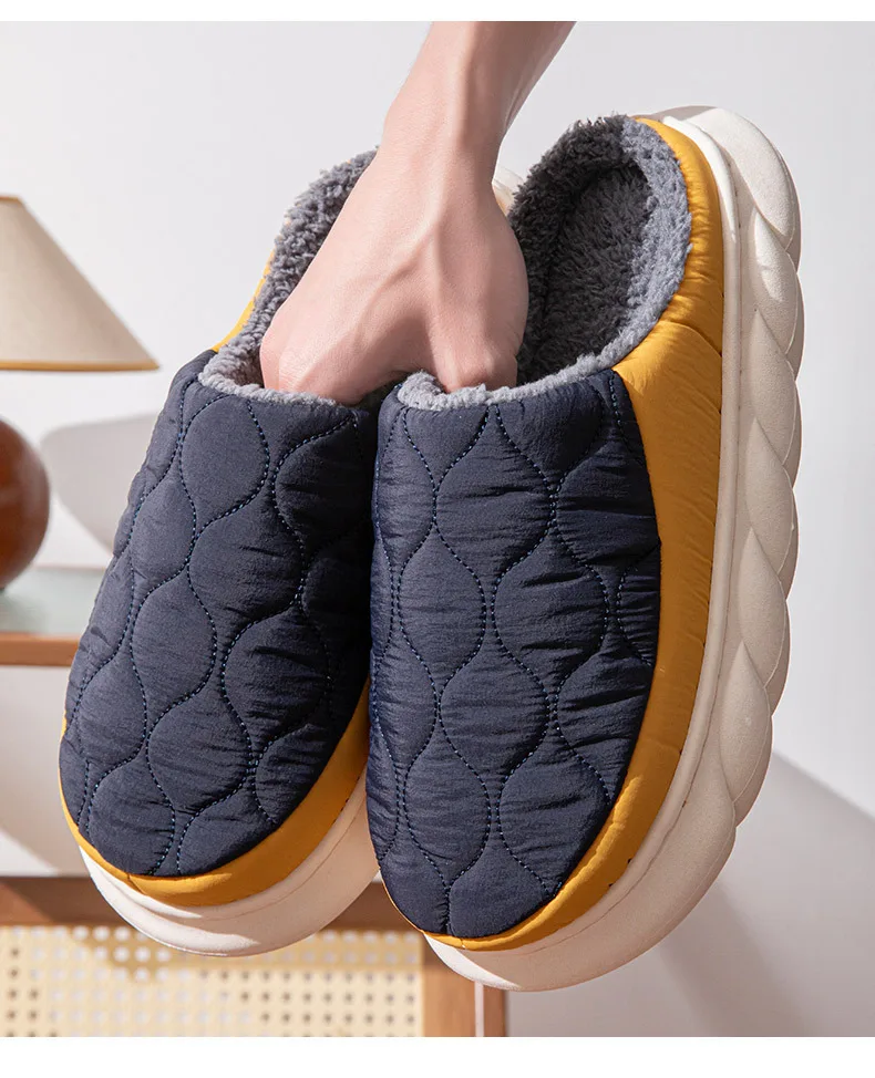 Comwarm Herbst Winter Pelzige Herrenhausschuhe EVA-Schaum Komfort Home Slides Dicke Unterseite Sohle Indoor Flauschige gemütliche warme Herrenhausschuhe – Detail 14