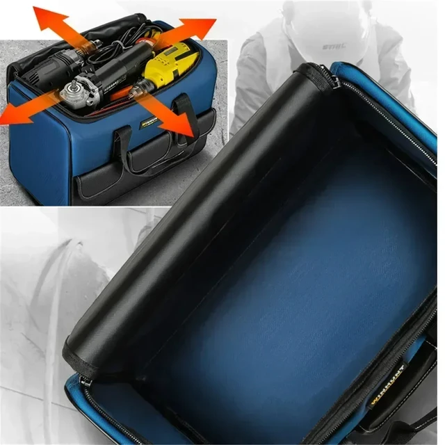 Nueva bolsa de herramientas cuadrada con un 30 % más de capacidad, organizador de herramientas con múltiples bolsillos, resistente al agua, para herramientas de electricista - Image 3