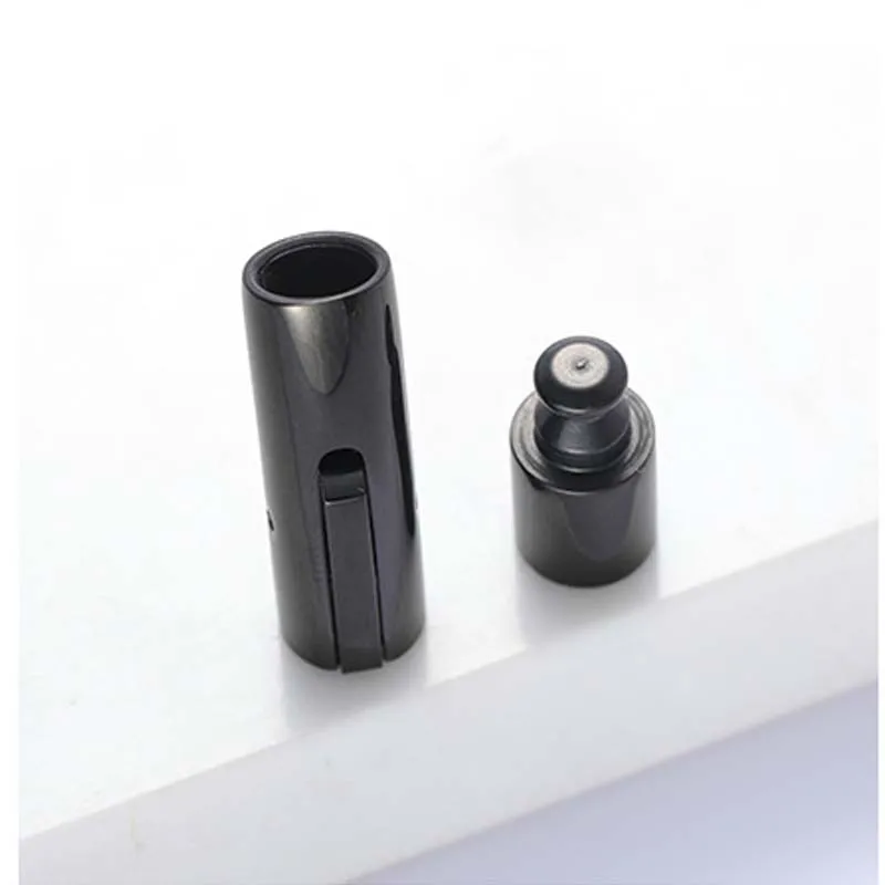 5pcs Stainless Steel Bayonet Clasp 8mm Hole Push Lock Black Buckle Leather Cord Clasps For Diy Bracelet Jewelry Making
