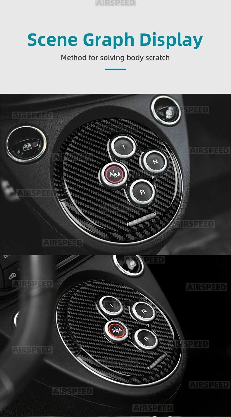Echter weicher Kohlefaser-Aufkleber für Abarth 595 695 2012–2019 2020 2021 2022 2023 2024 LHD RHD Auto AT automatischer Gangschaltrahmen – Detail 9