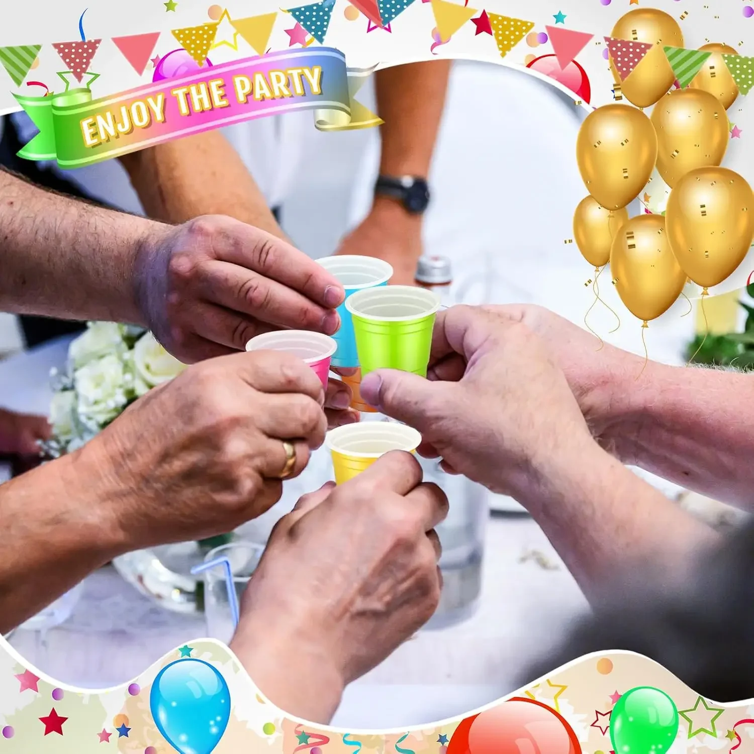 50Pc/Bag Mini Party Shot Cups Plastic Random Colors Disposable Cup Graduation Birthday Wedding Holiday Picnic Party Valentine's plastic cups,birthday party supplies,plastic shot glasses