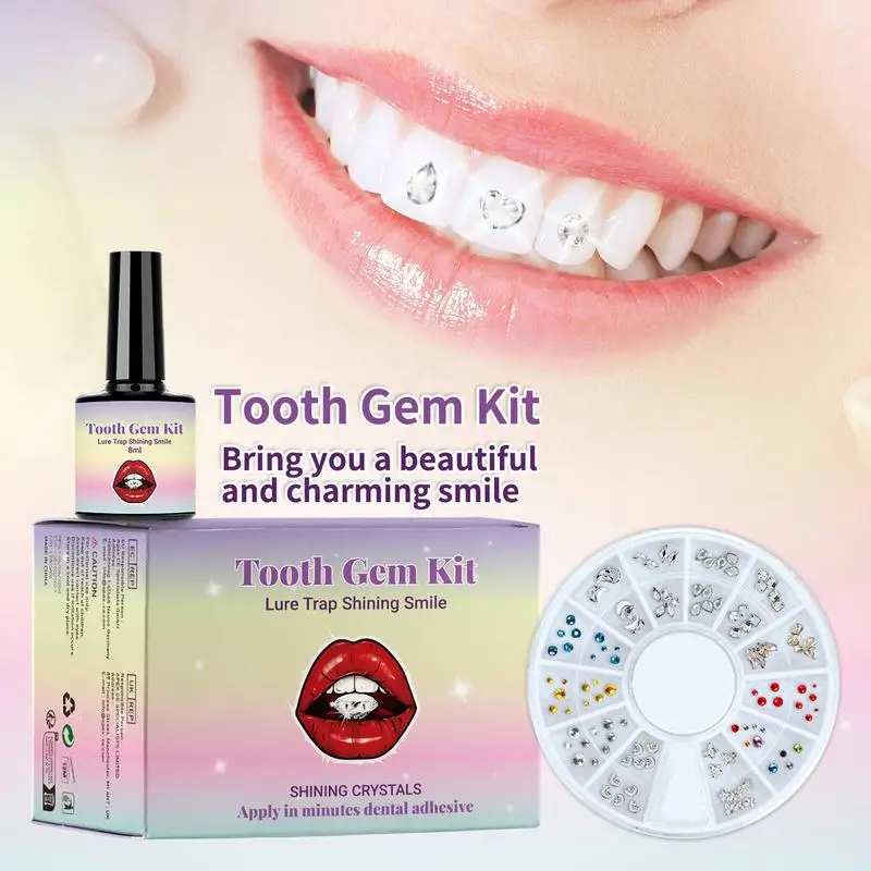 

Professional Tooth Gem Kit Teeth Shiny Stickers Easy To Install DIY Tooth Crystals Diamonds Kit Fashionable Teeth Jewelry Decor
