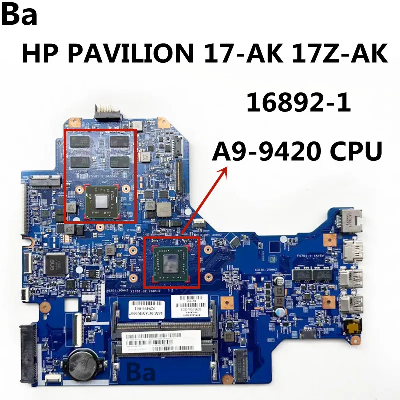 

Для ноутбука HP 17-AK материнская плата 16892-1 независимая видеокарта A9-9420 Процессор полный тест