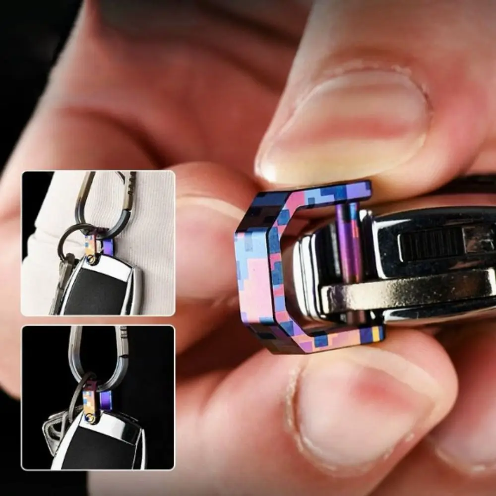 Portable Titanium Horseshoe Buckles Multifunctional Mini Carabiner with Screwdriver D Bow Staples Shackle Key Ring
