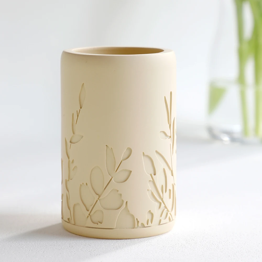 Bathroom 5-piece soap dispenser mouthwash cup toothbrush holder soap tray bottle body carved pattern