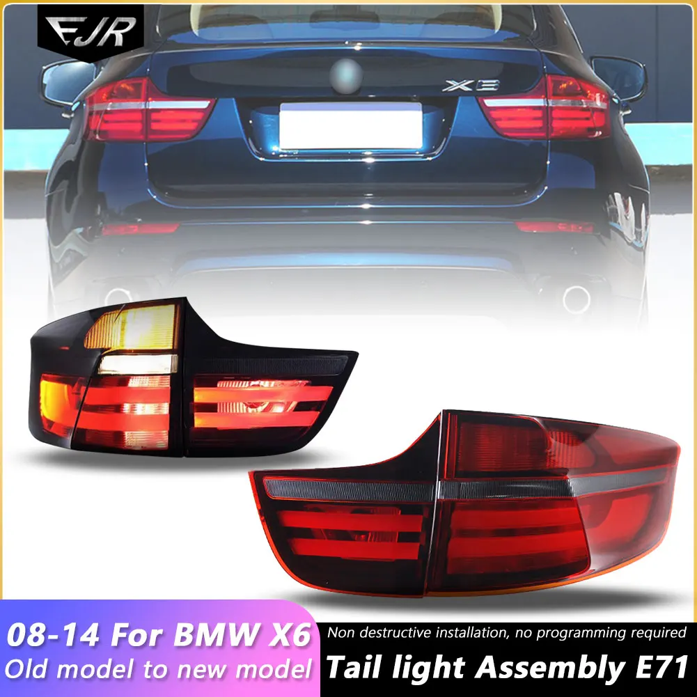 

For Bmw X6 08-14 Taillight Assembly E71 Upgrade Led Rear Tail Light Turn Brake Drl Auto Lamp Accessory Old To New Plug And Play