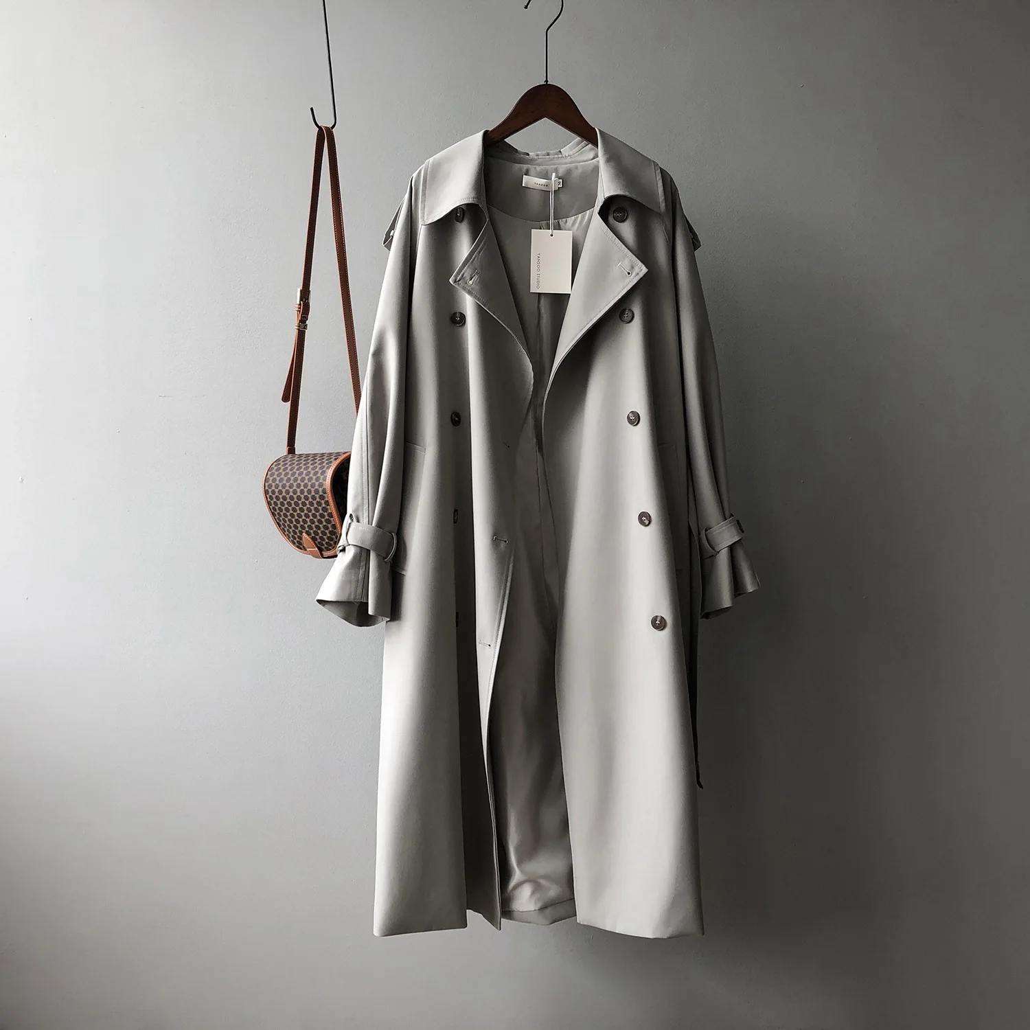 2021 Fashion Women Long Trench Coat Oversize Style Turn Down Collar  Long Trench Femme Casaco Abrigo Streetwear ladies long puffer coat