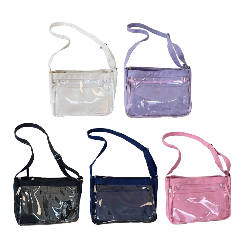 School Girl Student Uniform Crossbody Bag Japanese Clear Window Canvas Shoulder Handbag Anime Pin Display Itabag