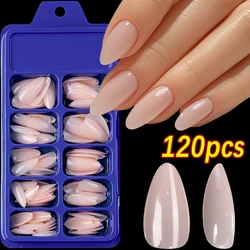 Elegant Almond Nude False Nails Set - 120 Premium Medium - Length Press - On Tips (S - 2)