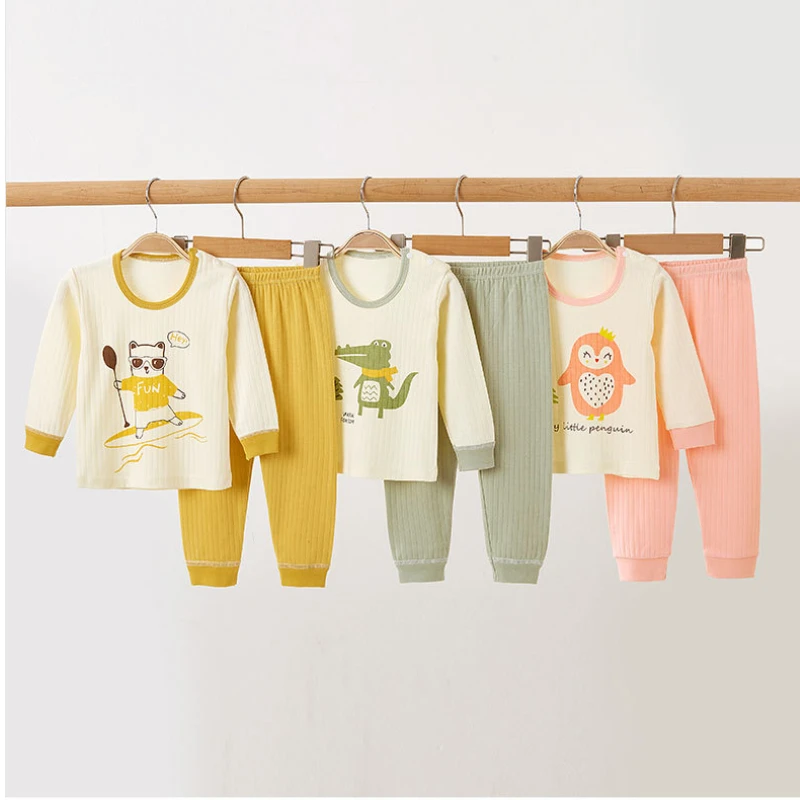Infant Baby Underwear Set Dragon Cartoon Print Boys Girls Cotton Comfort Soft Children's Suit Homewear Kids Clothes Pajamas